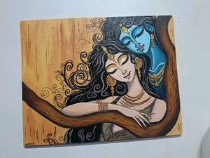 Abstract Radha Krishna Modern Canvas Painting