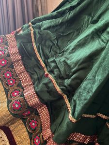 Green Velvet Lehenga Skirt