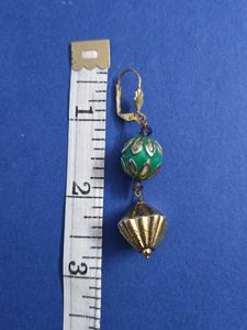 Blue Enamel Gold Drop Earrings