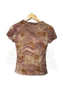 Lace Rose Print Ruffle Blouse