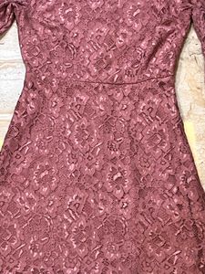 Korean Mauve Lace Fit &amp; Flare Dress