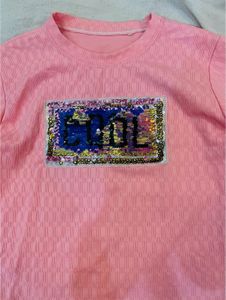 Pink 'COOL' Sequin top