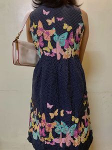 Vintage Butterfly Polka  Print Dress