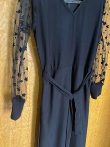 Elegant Black Jumpsuit with Star Sleeves