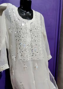 Mirror Work Chicken Curry Lucknowi Kurta