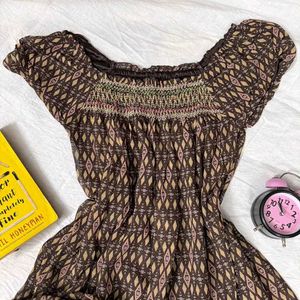 cottagecore brown dress