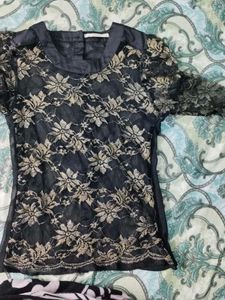 Lace Sleeve Sheer Top
