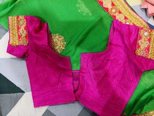 Beautiful Fluorescent Green Saree For Wedding