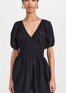 Chic Black Puff Sleeve Mini Dress