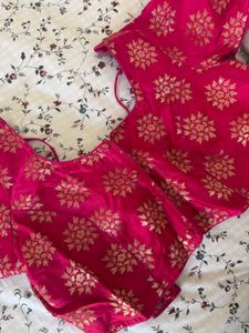 Pink Floral Blouse &amp; Fabric Set