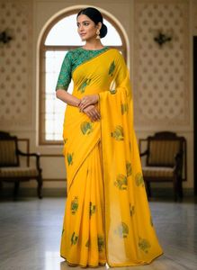 Elegant Yellow Saree with Blouse