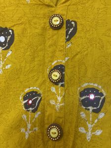 Beautiful Yellow Kurta With Mirror Work