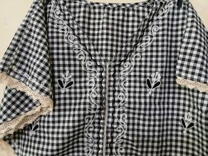 Gingham Lace Trim Top