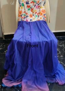 Floral Top & Blue Chiffon Maxi Dress