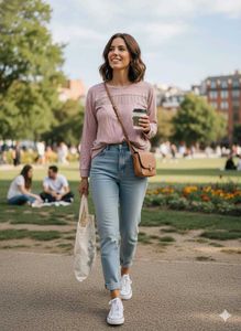 🌸 AMISU "Adobe Rose" Striped Knit Top 🌸