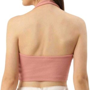 Peach Halter Fitted Top