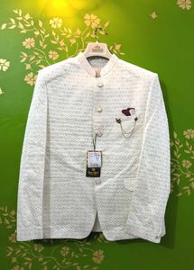 🌸 Elegant Shining Offwhite Men's Bandhgala Jacket