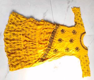 Girls Yellow Embroidered Dress