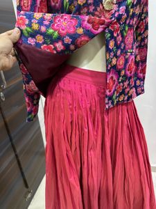 Floral  blazer Jacket with Lehenga