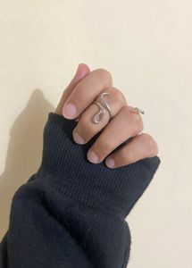 Y2k Silver Ring Set
