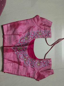 Pink Embroidered Saree Blouse