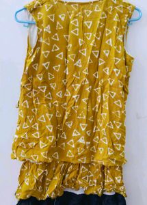 Mustard Top with Lace Detail