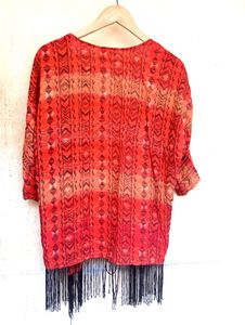 Coral Orange Black Designer Shrug (Women)