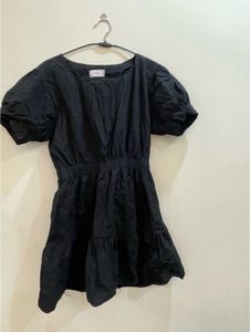 Black Puff Sleeve Mini Dress