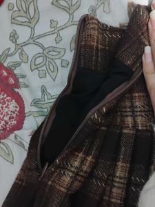 INCENSE Plaid Pleated Brown Mini Skirt