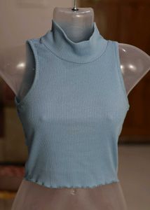Blue High Neck Top