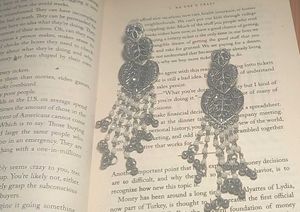 Silver Dangle Earrings with Pearl Accents