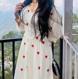 Cute Heart Embroidered Maxi Dress