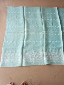 Beautiful sky blue saree with embroidery