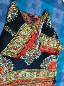 Ashro Women Black Dashiki Print Kaftan Dress