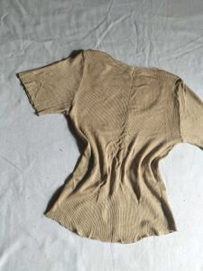 Beige Ribbed Top