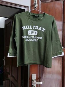 Olive Green Graphic Tee | Oversized