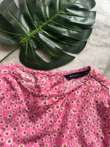 Pink Floral Cutout Dress