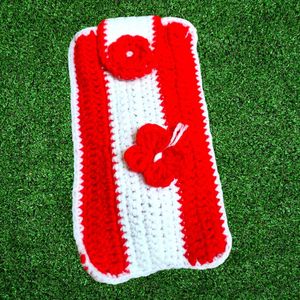 Red &amp; White Crochet Phone Bag