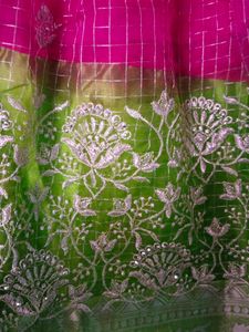 Pink &amp; Green Embellished Lehenga Set