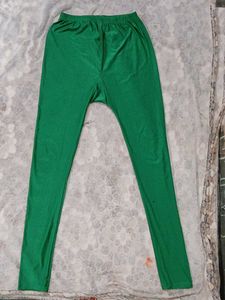 Green Shiny Leggings For Regular Use