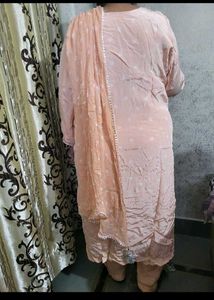 Peach silk cotton Kurta Set with Dupatta 3xl