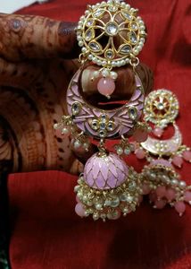 Pink Kundan Jhumka Earrings💗