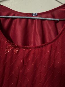 Maroon Embellished Kurta