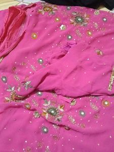 Pink Embroidered Saree