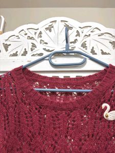 Red Cottagecore Crochet Sweater B