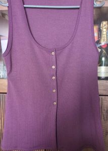 Purple Button Tank Top