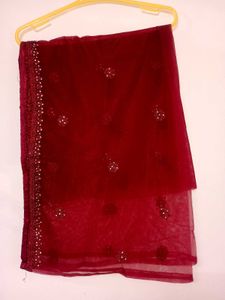 Maroon Bridal Gown (semi stitched)