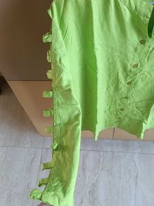 The Zesty Lime Green Cutout Sleeve Shirt