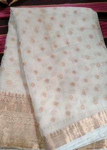 Cream Cotton Saree