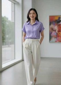 Lavender Button-Down Top